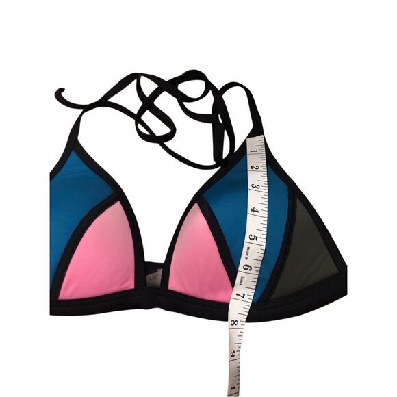 Victoria’s Secret PINK Blue Pink Colorblock Padded Triangle Bikini Top Large - Picture 7 of 8